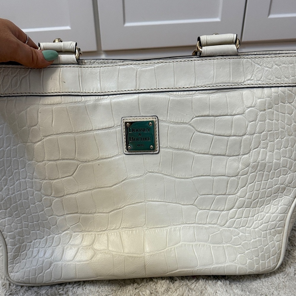 Dooney & Bourke Cream Crocodile Embossed Tote - Picture 2 of 10